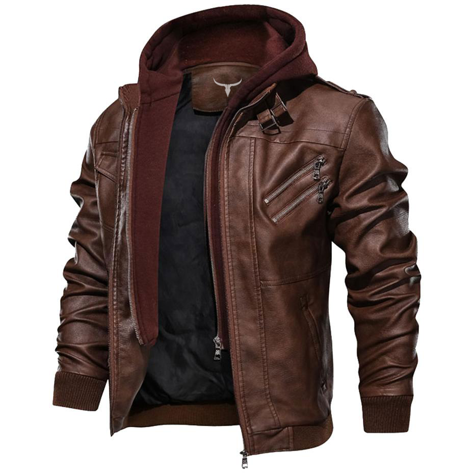 Elliston Leather Hooded Vindication Leather Jacket